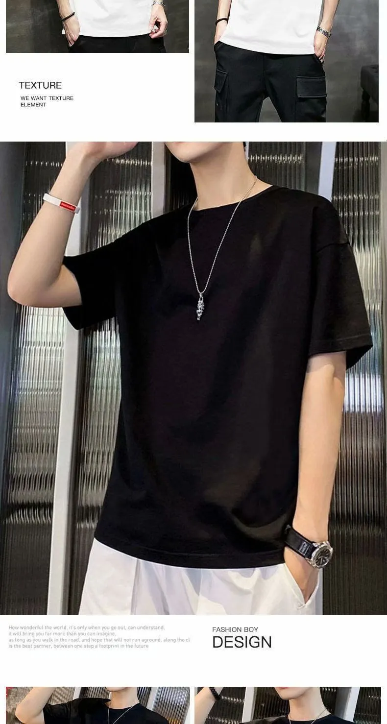 Men's Casual Short Sleeve T-Shirt Summer Cotton Crew Neck Tee Loose Fit Basic Top Plus Size Comfortable Everyday Wear showcase 14