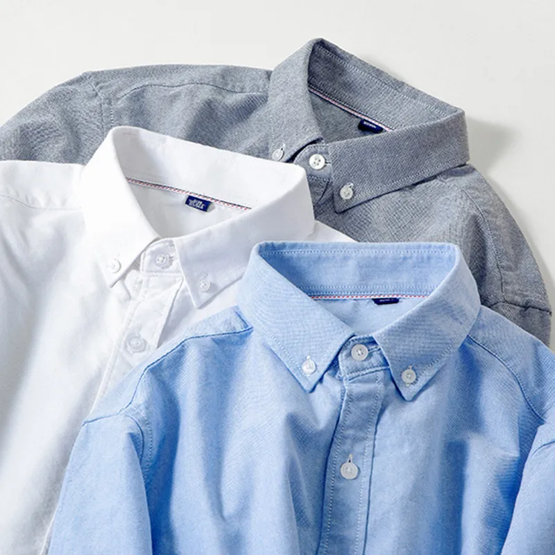 Men's Long Sleeve Oxford Shirt - Trendy Casual Button Down Dress Shirt, No-Iron Cotton Fabric, Versatile for Work & Everyday Wear thumbnail 1