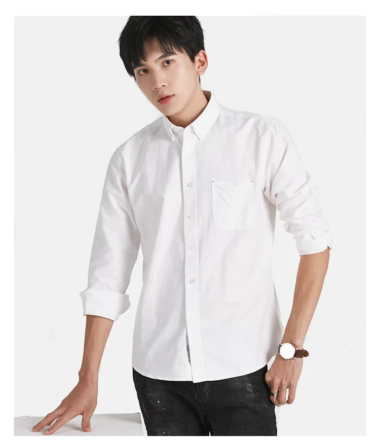 Men's Long Sleeve Oxford Shirt - Trendy Casual Button Down Dress Shirt, No-Iron Cotton Fabric, Versatile for Work & Everyday Wear showcase 20