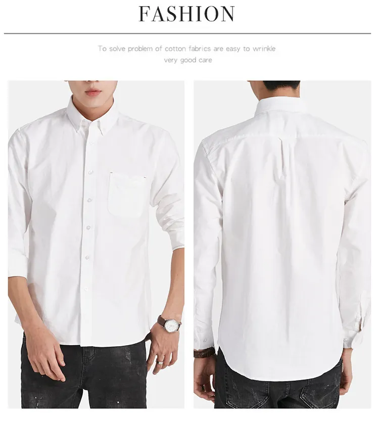 Men's Long Sleeve Oxford Shirt - Trendy Casual Button Down Dress Shirt, No-Iron Cotton Fabric, Versatile for Work & Everyday Wear showcase 6