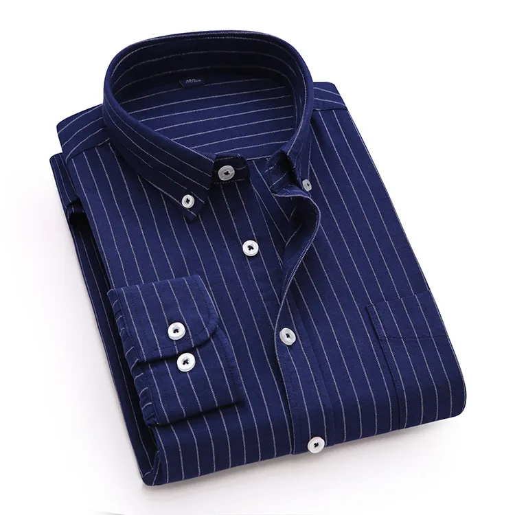 Men's Long Sleeve Oxford Shirt - Trendy Casual Button Down Dress Shirt, No-Iron Cotton Fabric, Versatile for Work & Everyday Wear thumbnail 8