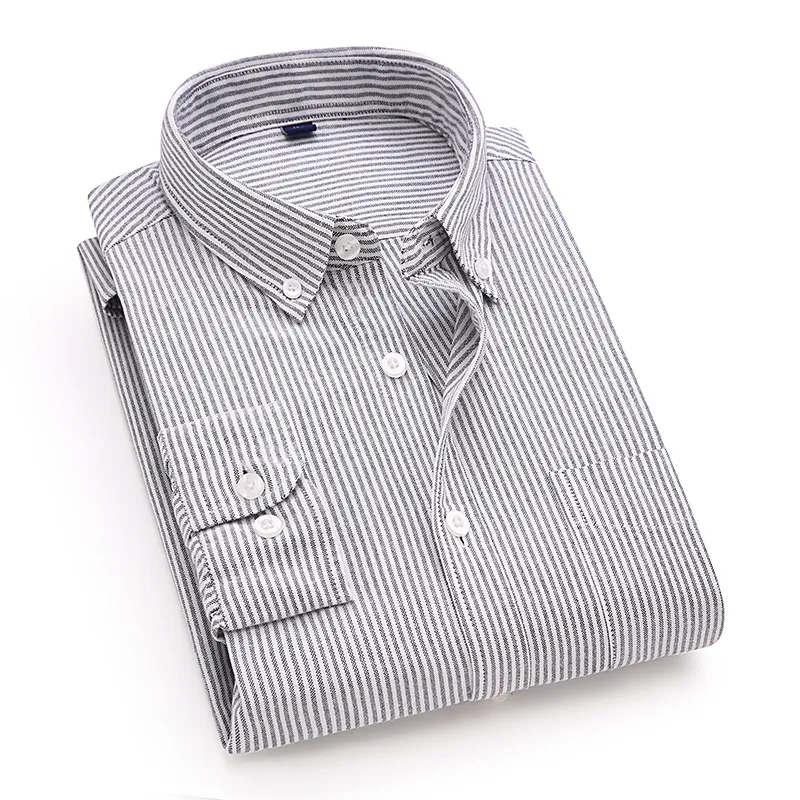 Men's Long Sleeve Oxford Shirt - Trendy Casual Button Down Dress Shirt, No-Iron Cotton Fabric, Versatile for Work & Everyday Wear thumbnail 7