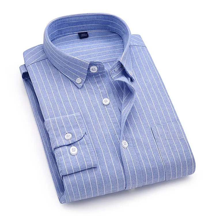 Men's Long Sleeve Oxford Shirt - Trendy Casual Button Down Dress Shirt, No-Iron Cotton Fabric, Versatile for Work & Everyday Wear thumbnail 6