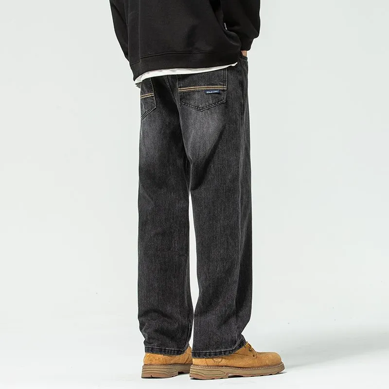 Men's Loose Fit Wide Leg Jeans - Minger American Fashion Brand - All-Match Dagging Straight Long Pants for Men thumbnail 6