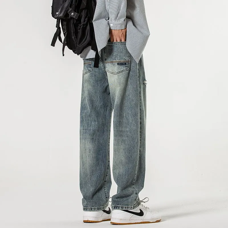Men's Loose Fit Wide Leg Jeans - Minger American Fashion Brand - All-Match Dagging Straight Long Pants for Men thumbnail 7