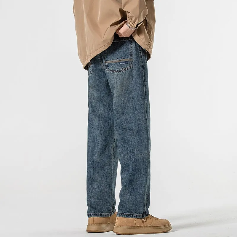 Men's Loose Fit Wide Leg Jeans - Minger American Fashion Brand - All-Match Dagging Straight Long Pants for Men thumbnail 8