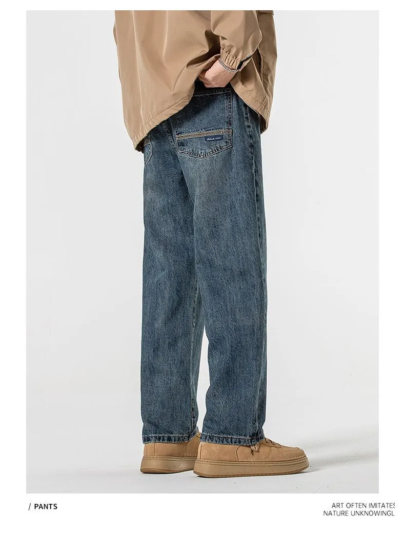 Men's Loose Fit Wide Leg Jeans - Minger American Fashion Brand - All-Match Dagging Straight Long Pants for Men showcase 11