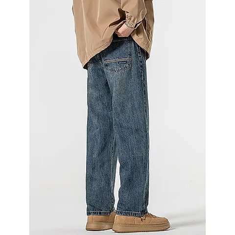 Men's Loose Fit Wide Leg Jeans - Minger American Fashion Brand - All-Match Dagging Straight Long Pants for Men