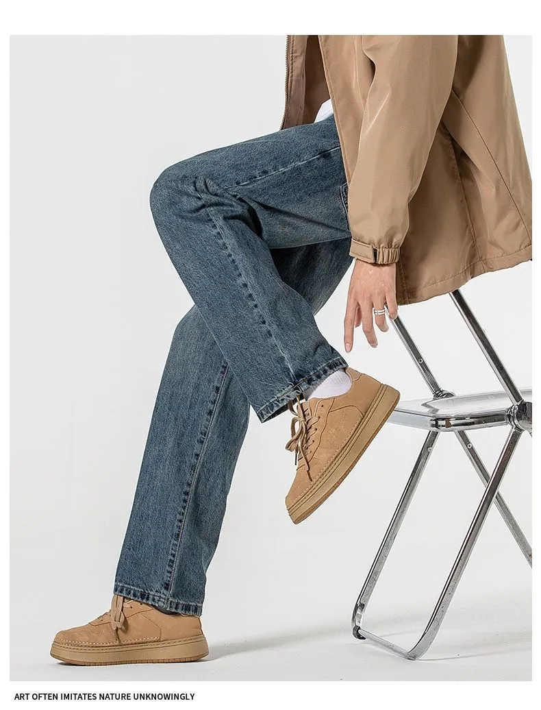 Men's Loose Fit Wide Leg Jeans - Minger American Fashion Brand - All-Match Dagging Straight Long Pants for Men showcase 10