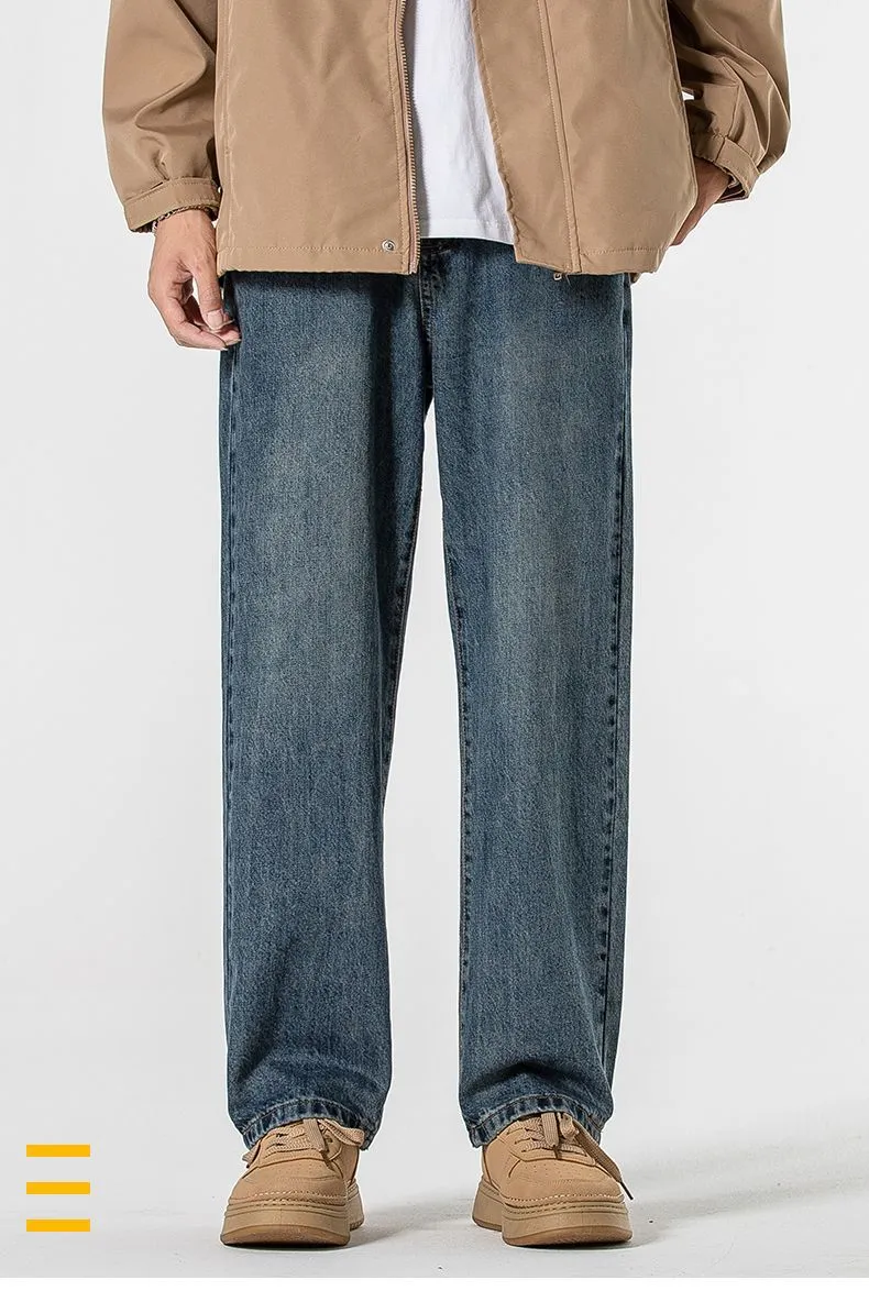 Men's Loose Fit Wide Leg Jeans - Minger American Fashion Brand - All-Match Dagging Straight Long Pants for Men showcase 1