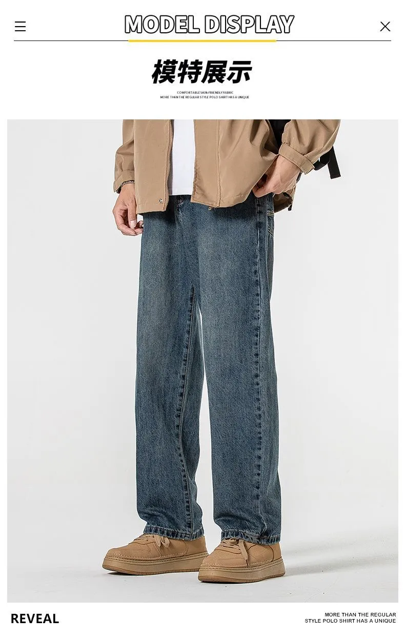 Men's Loose Fit Wide Leg Jeans - Minger American Fashion Brand - All-Match Dagging Straight Long Pants for Men showcase 8