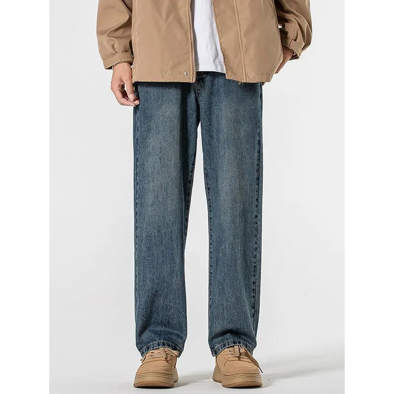 Men's Loose Fit Wide Leg Jeans - Minger American Fashion Brand - All-Match Dagging Straight Long Pants for Men thumbnail 2