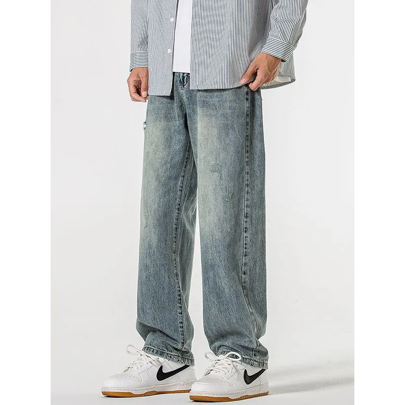 Men's Loose Fit Wide Leg Jeans - Minger American Fashion Brand - All-Match Dagging Straight Long Pants for Men thumbnail 3