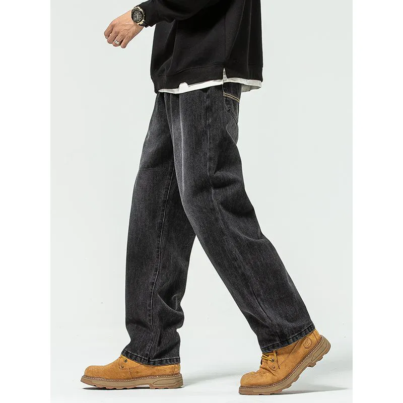 Men's Loose Fit Wide Leg Jeans - Minger American Fashion Brand - All-Match Dagging Straight Long Pants for Men thumbnail 4