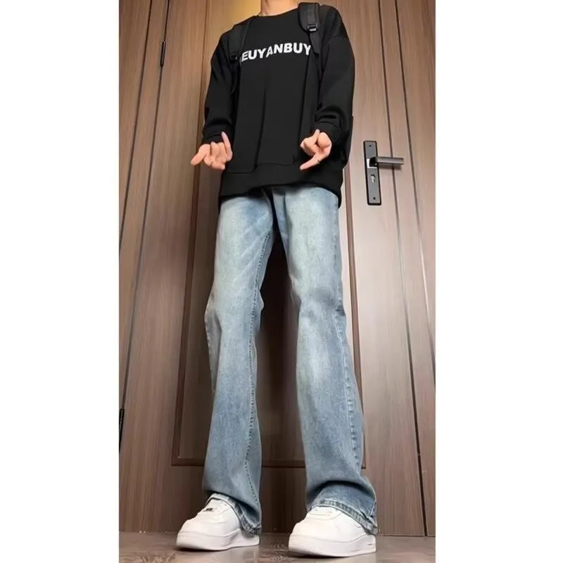Men's Retro High-Waisted Straight Leg Jeans | Slim Fit Denim Pants for Autumn | American High Street Style | Tall Man Fashion showcase 10