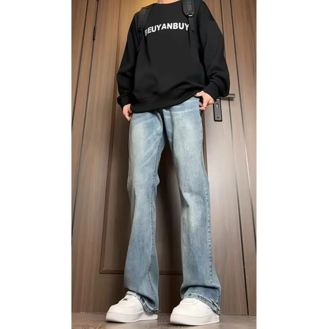 Men's Retro High-Waisted Straight Leg Jeans | Slim Fit Denim Pants for Autumn | American High Street Style | Tall Man Fashion showcase 8