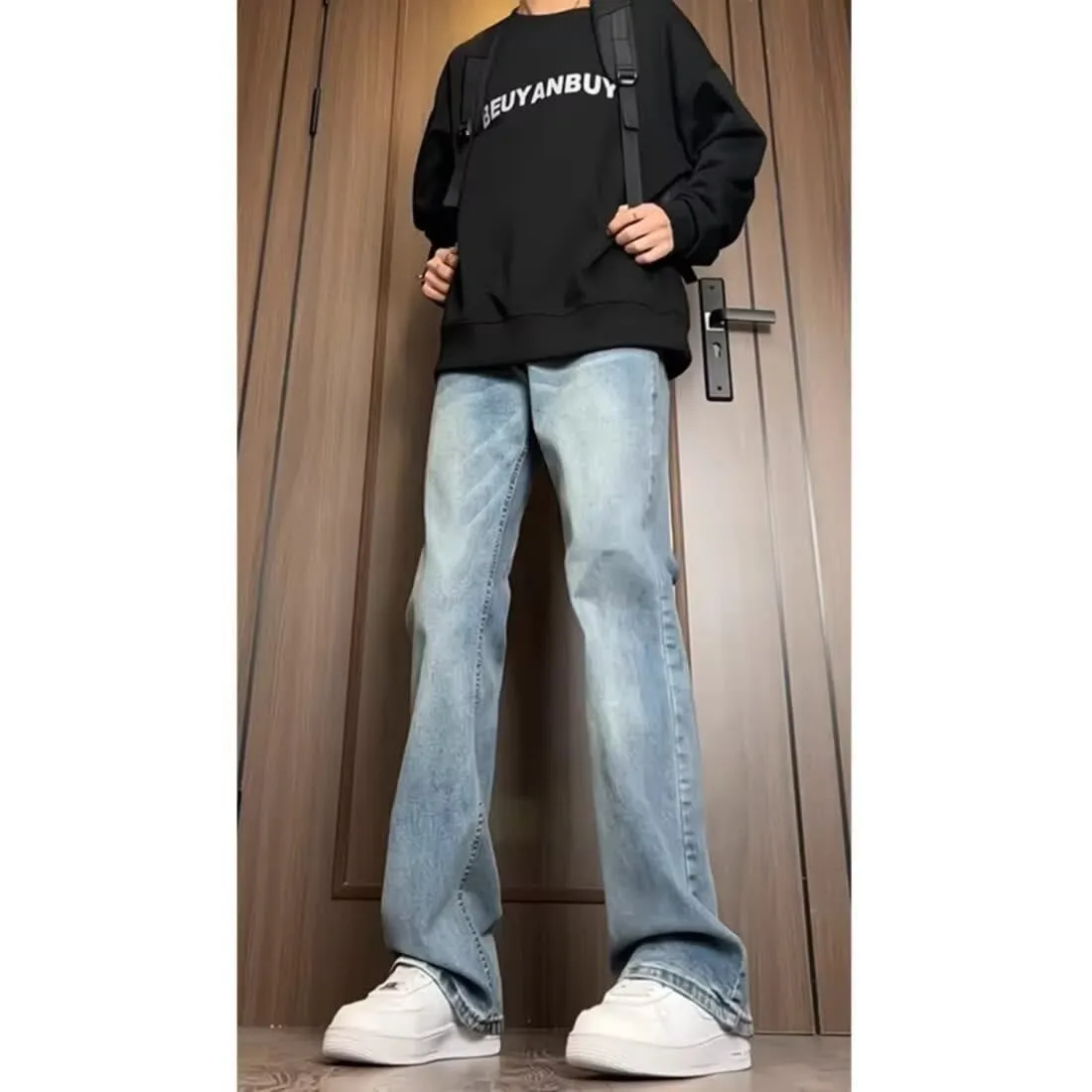 Men's Retro High-Waisted Straight Leg Jeans | Slim Fit Denim Pants for Autumn | American High Street Style | Tall Man Fashion showcase 6