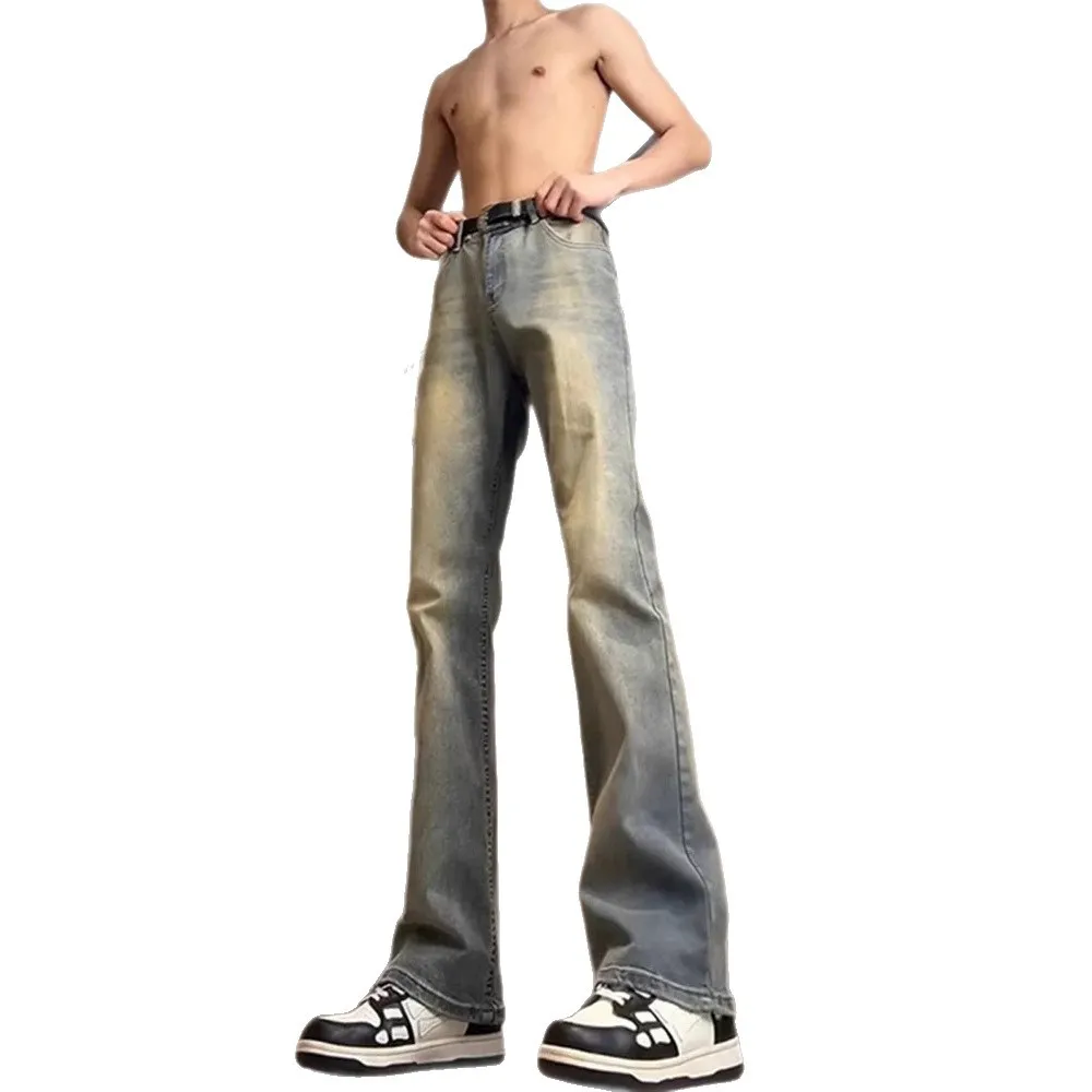 Men's Retro High-Waisted Straight Leg Jeans | Slim Fit Denim Pants for Autumn | American High Street Style | Tall Man Fashion thumbnail 5