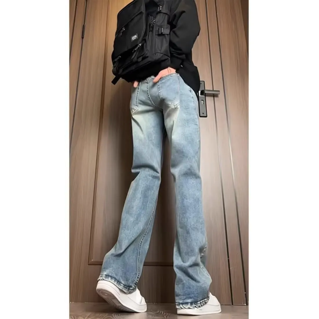 Men's Retro High-Waisted Straight Leg Jeans | Slim Fit Denim Pants for Autumn | American High Street Style | Tall Man Fashion showcase 9
