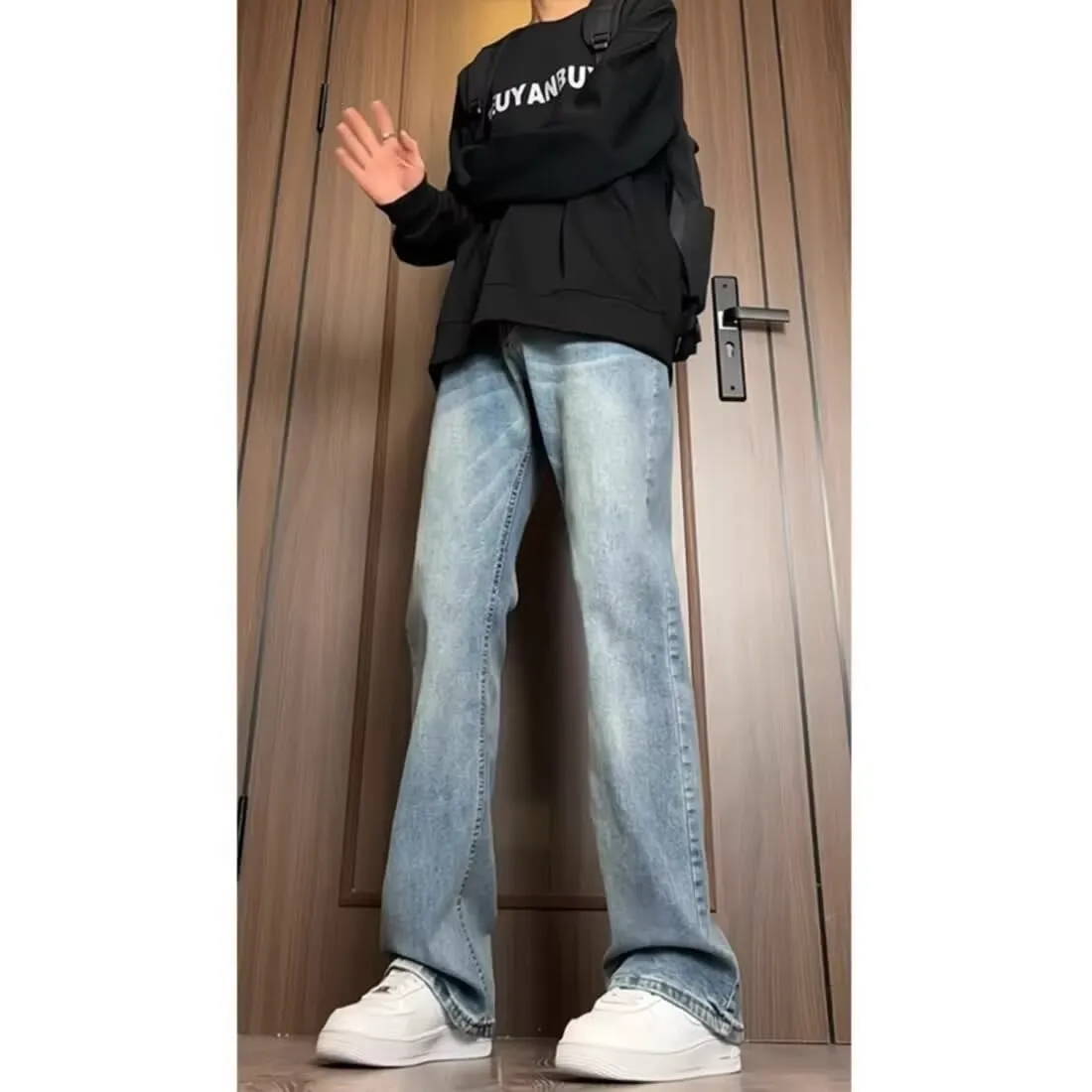 Men's Retro High-Waisted Straight Leg Jeans | Slim Fit Denim Pants for Autumn | American High Street Style | Tall Man Fashion showcase 7