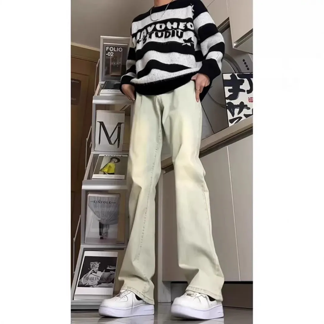 Men's Retro High-Waisted Straight Leg Jeans | Slim Fit Denim Pants for Autumn | American High Street Style | Tall Man Fashion thumbnail 2
