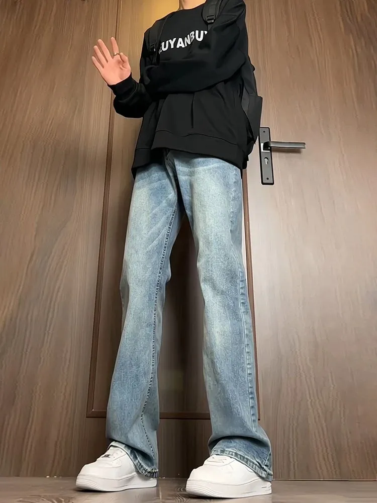 Men's Retro High-Waisted Straight Leg Jeans | Slim Fit Denim Pants for Autumn | American High Street Style | Tall Man Fashion showcase 5