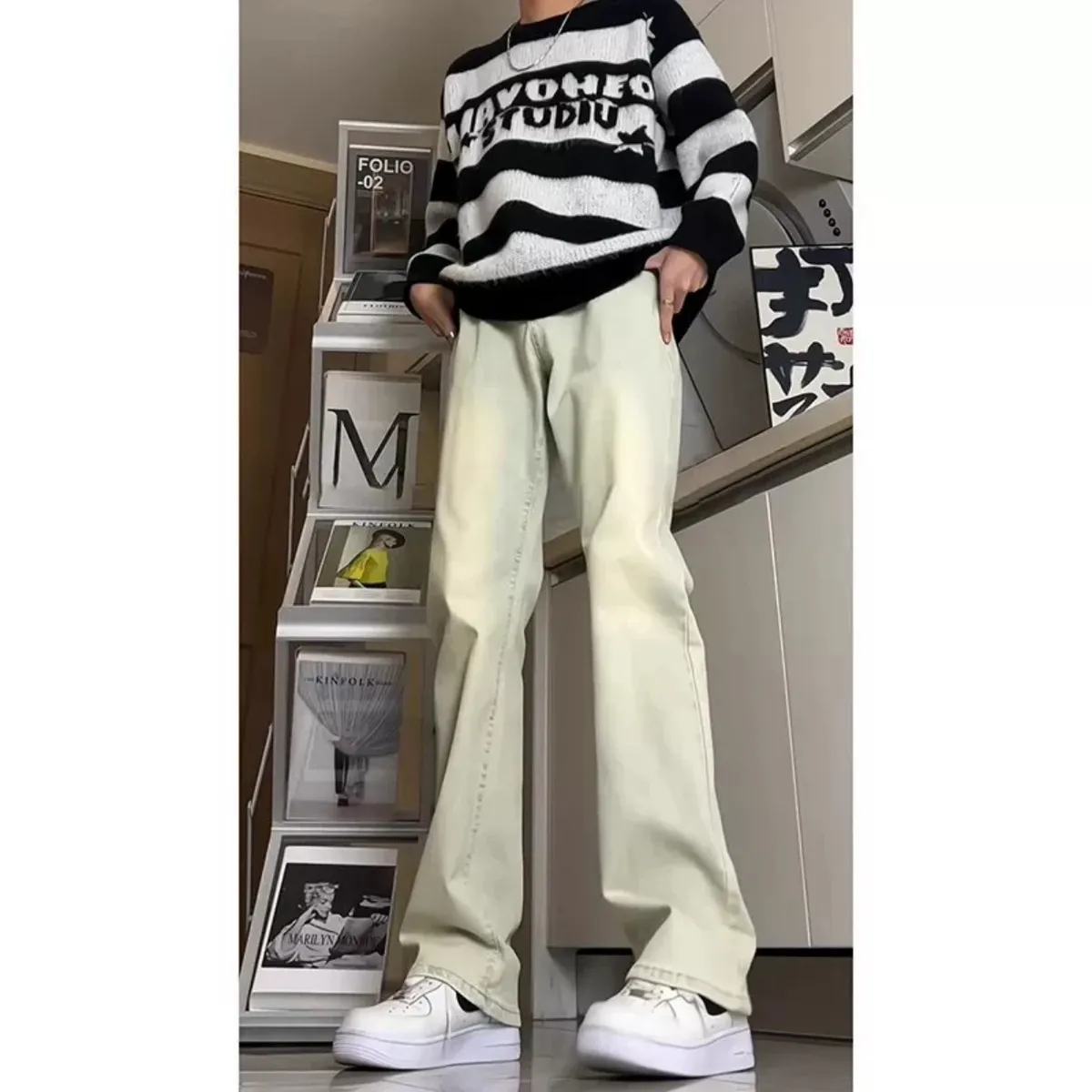 Men's Retro High-Waisted Straight Leg Jeans | Slim Fit Denim Pants for Autumn | American High Street Style | Tall Man Fashion showcase 3