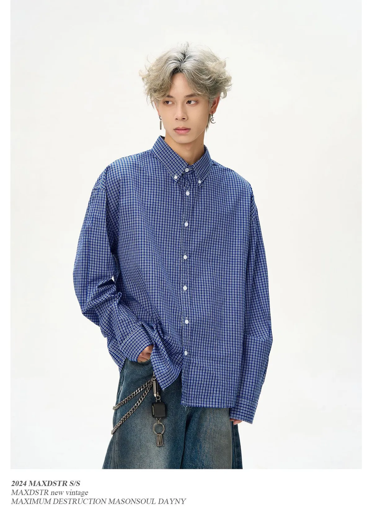 Men's Plaid Long Sleeve Shirt Retro American Style Loose Fit Jacket Trendy All-Match Top Spring Autumn Fashion High Street Niche Design showcase 14