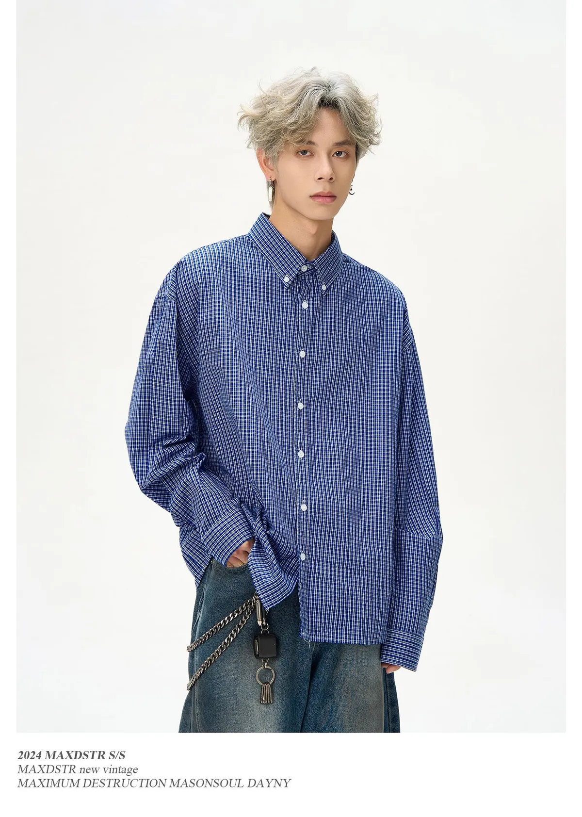 Men's Plaid Long Sleeve Shirt Retro American Style Loose Fit Jacket Trendy All-Match Top Spring Autumn Fashion High Street Niche Design showcase 13