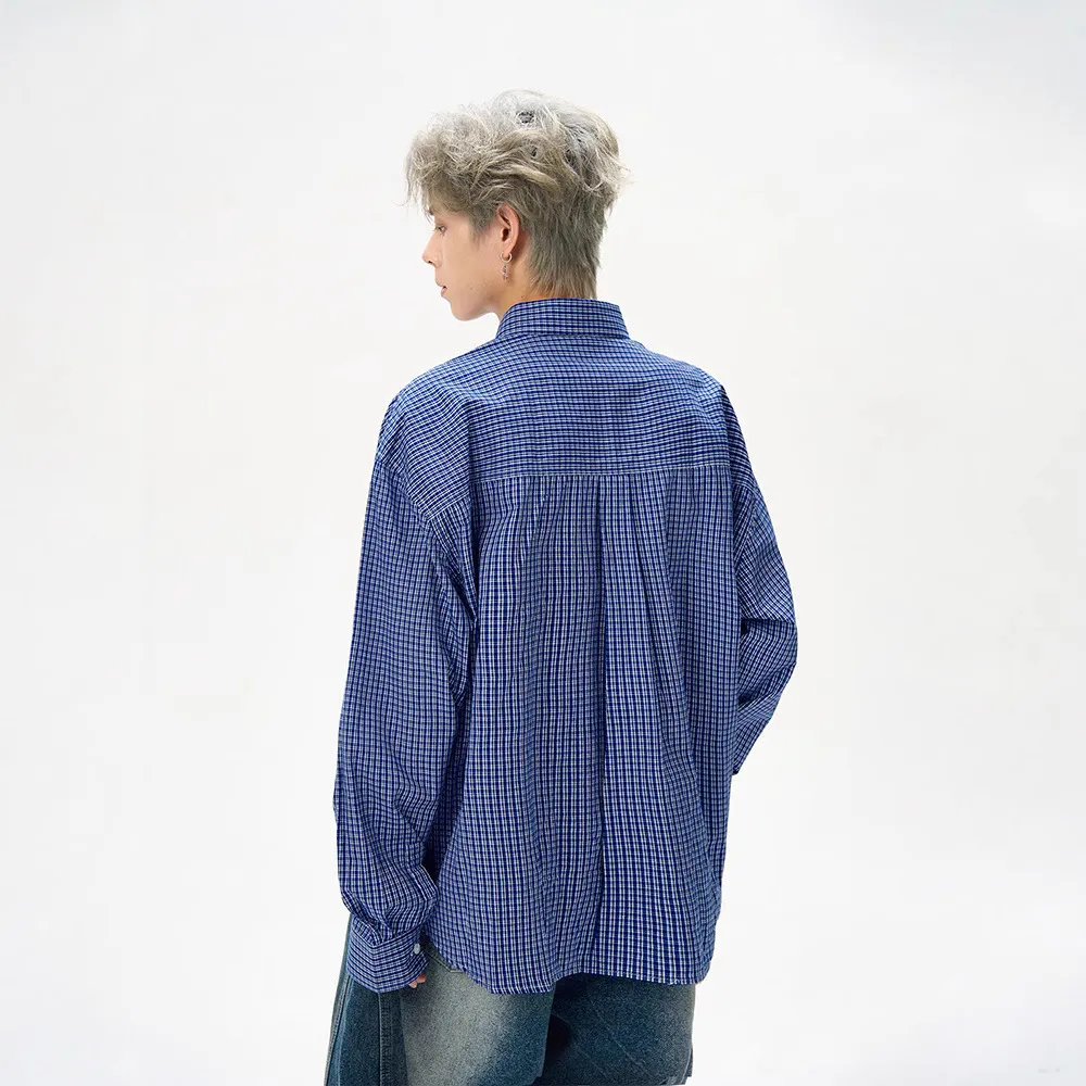 Men's Plaid Long Sleeve Shirt Retro American Style Loose Fit Jacket Trendy All-Match Top Spring Autumn Fashion High Street Niche Design thumbnail 4