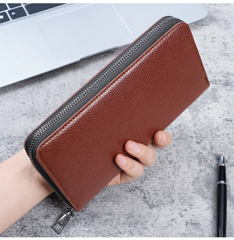 Men's Long Wallet Zipper Closure Large Capacity Clutch Bag Phone Holder Business Card Organizer Casual Fashion Accessory showcase 10