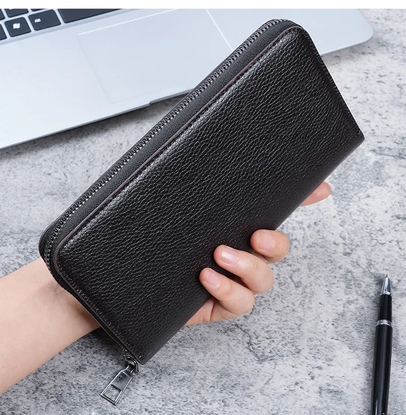 Men's Long Wallet Zipper Closure Large Capacity Clutch Bag Phone Holder Business Card Organizer Casual Fashion Accessory showcase 11