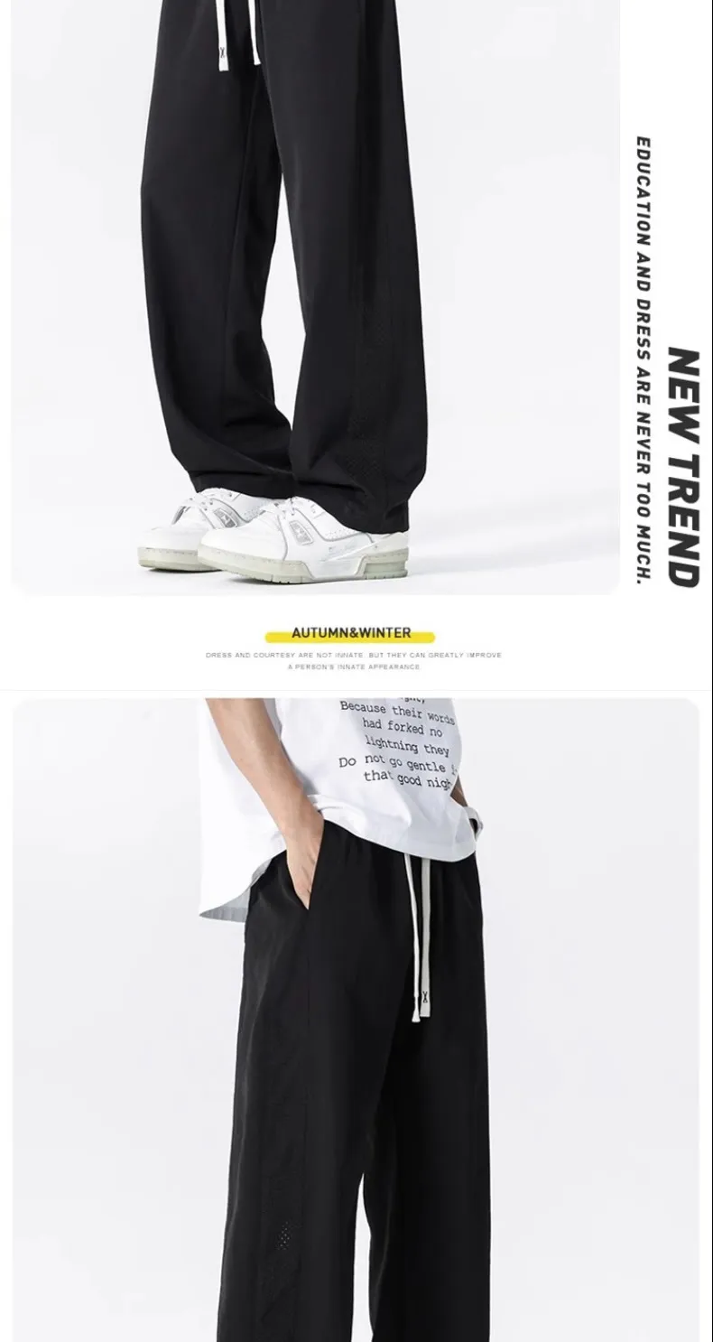 Men's Thin Mesh Breathable Quick-Drying Casual Pants - Summer Lightweight Ice Silk Loose Fit Straight Leg Trousers for Trendy Style showcase 15