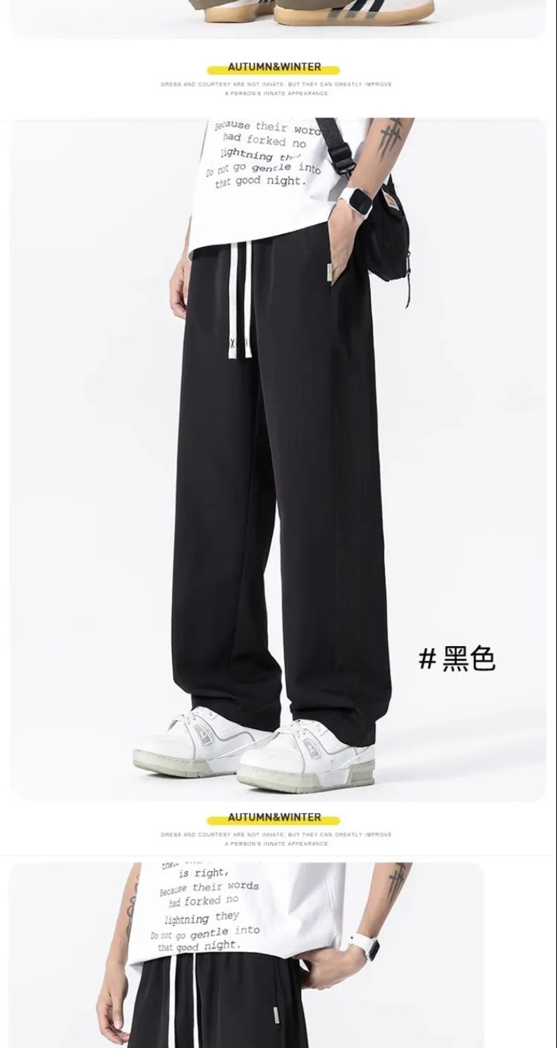 Men's Thin Mesh Breathable Quick-Drying Casual Pants - Summer Lightweight Ice Silk Loose Fit Straight Leg Trousers for Trendy Style showcase 14