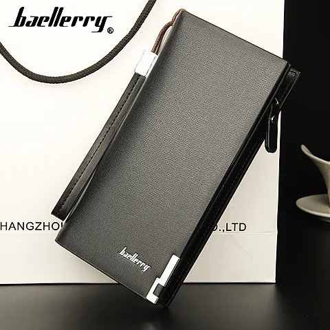 Men's Large Capacity Business Wallet Zipper Clutch Bag - Multifunctional Long Wallet Card Holder for Travel and Everyday Use