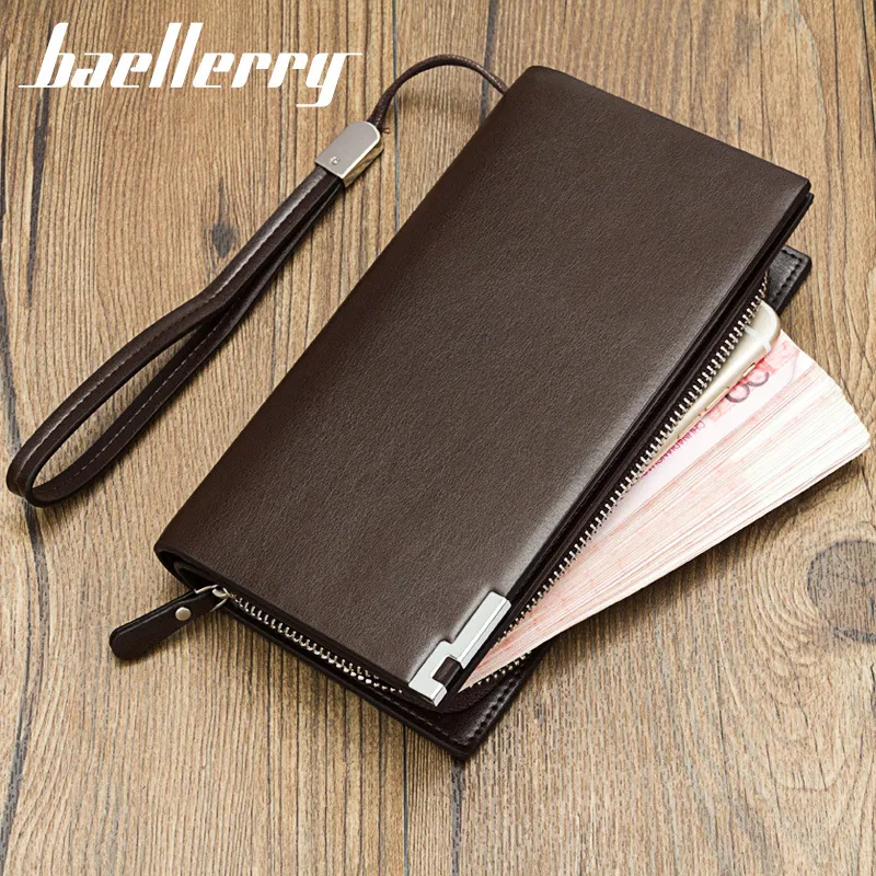 Men's Large Capacity Business Wallet Zipper Clutch Bag - Multifunctional Long Wallet Card Holder for Travel and Everyday Use thumbnail 6