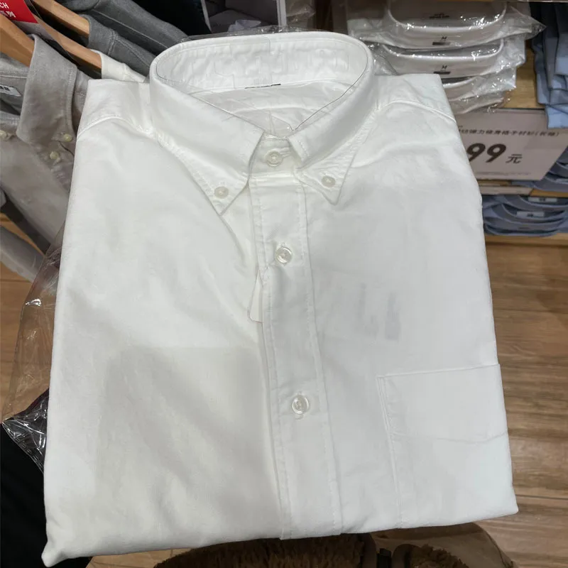 Men's Long Sleeve Oxford Shirt - Japanese Style Business Casual Button Down Shirt for Autumn - Slim Fit, Comfortable Cotton Blend thumbnail 8