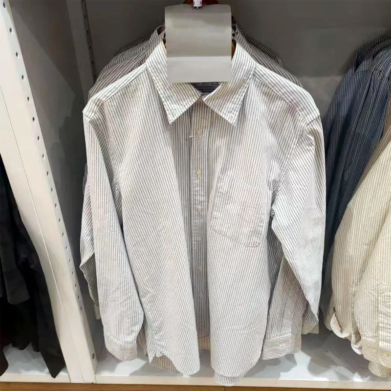 Men's Long Sleeve Oxford Shirt - Japanese Style Business Casual Button Down Shirt for Autumn - Slim Fit, Comfortable Cotton Blend thumbnail 9