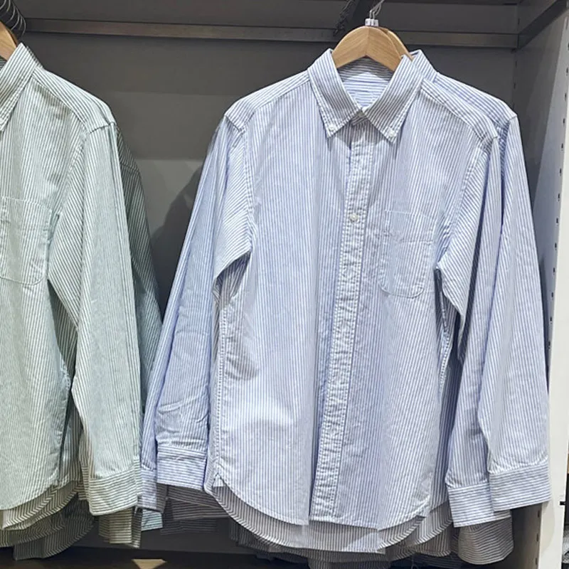 Men's Long Sleeve Oxford Shirt - Japanese Style Business Casual Button Down Shirt for Autumn - Slim Fit, Comfortable Cotton Blend showcase 7