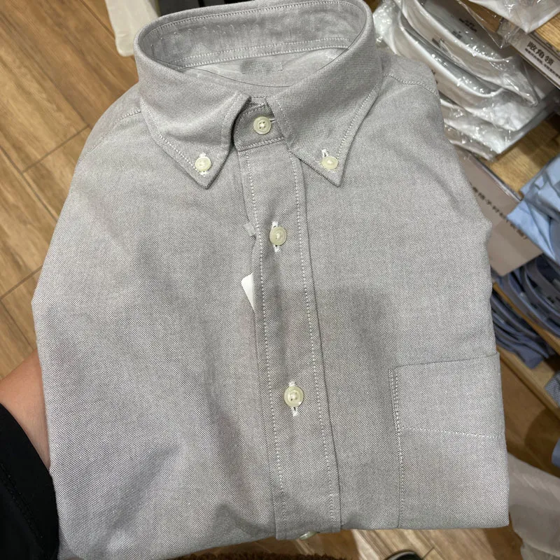 Men's Long Sleeve Oxford Shirt - Japanese Style Business Casual Button Down Shirt for Autumn - Slim Fit, Comfortable Cotton Blend showcase 3