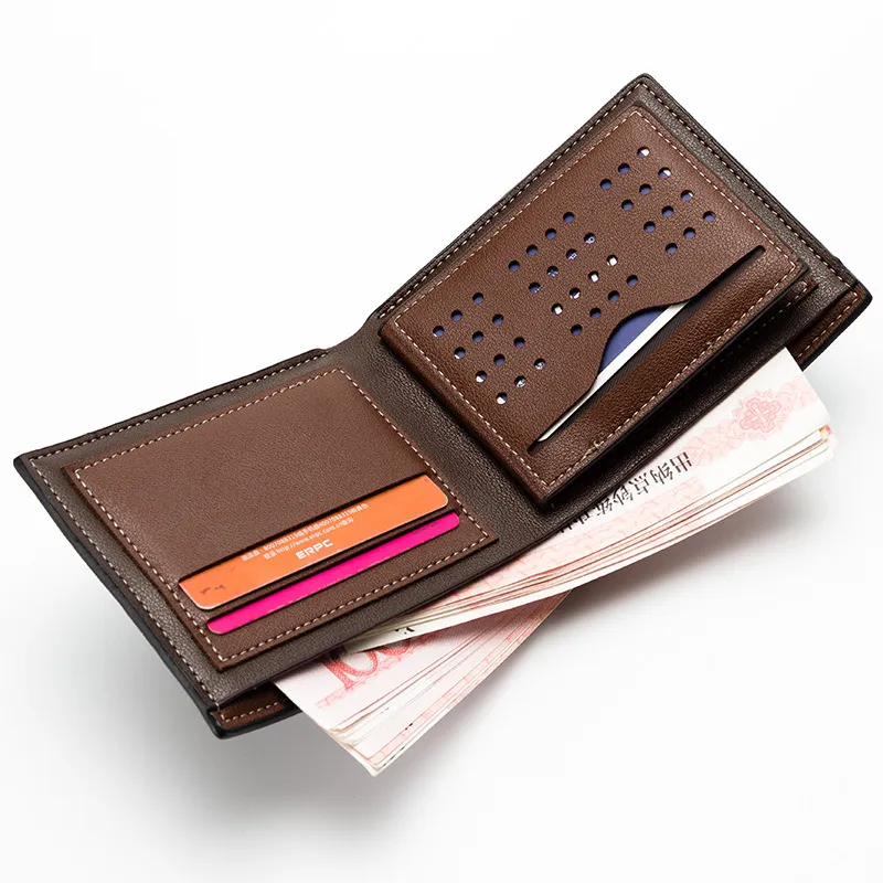 Men's Leather Wallet, Baellerry European American Style, Short Horizontal Bifold Wallet with Bark Pattern, Stylish and Durable for Everyday Use thumbnail 4
