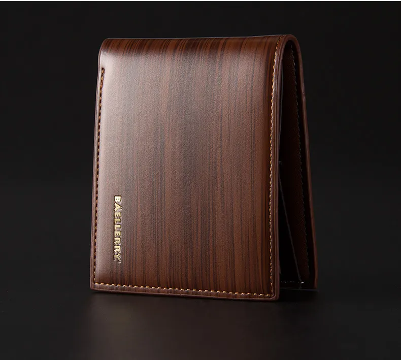 Men's Leather Wallet, Baellerry European American Style, Short Horizontal Bifold Wallet with Bark Pattern, Stylish and Durable for Everyday Use showcase 2