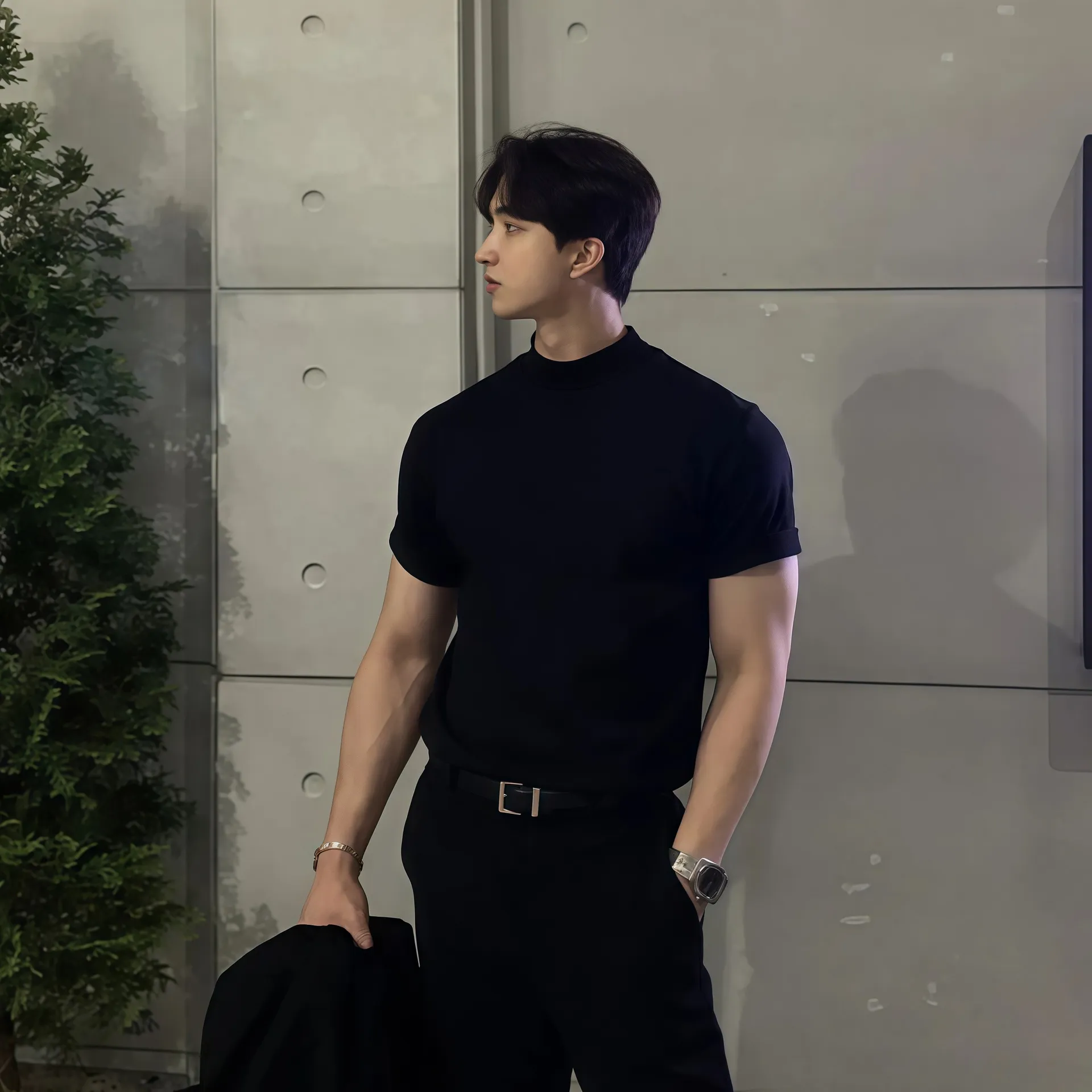 Men's Short Sleeve Slim Fit T-Shirt - Summer Round Neck Bodysuit, Elastic Fitness Training Base Layer, Casual Outdoor Wear thumbnail 1