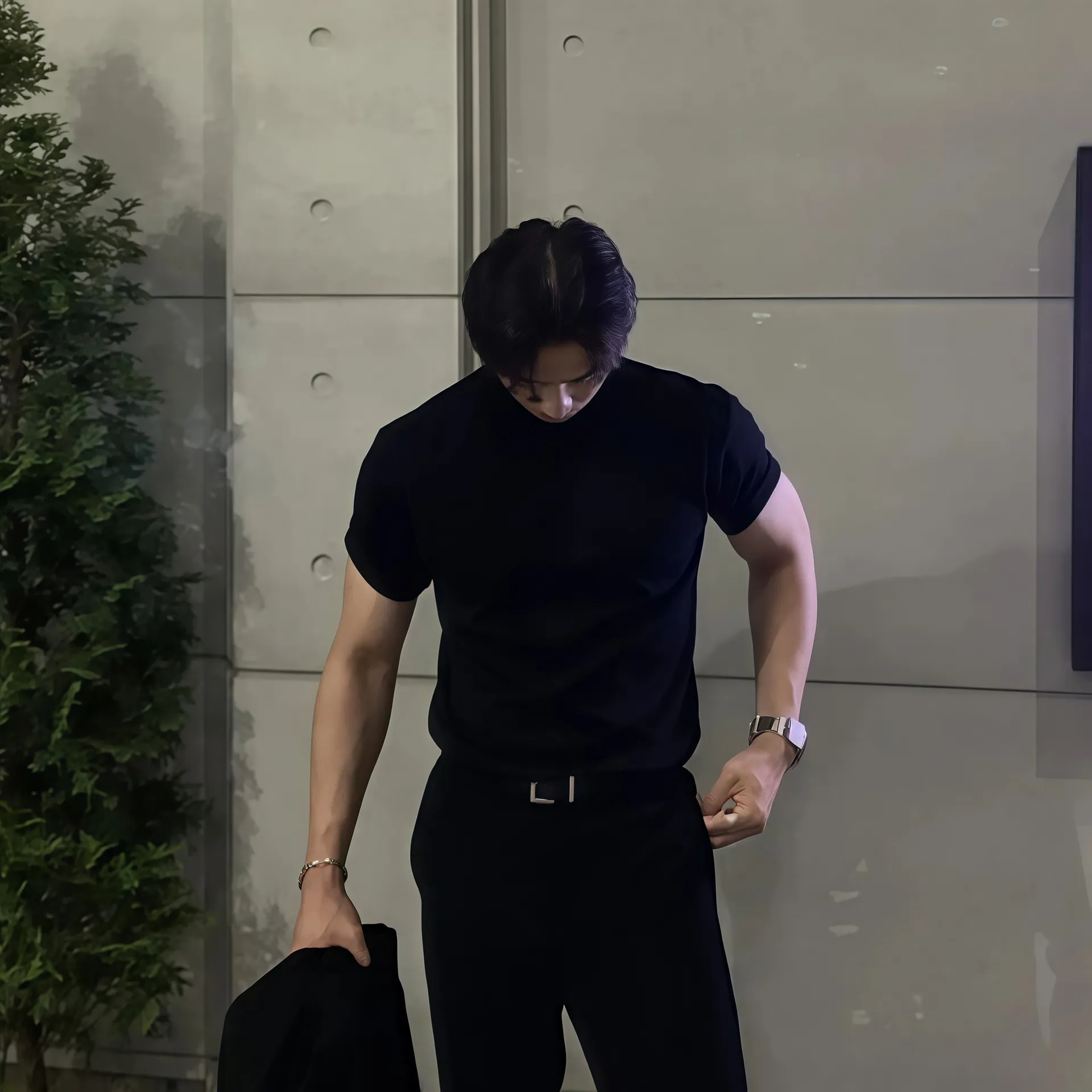 Men's Short Sleeve Slim Fit T-Shirt - Summer Round Neck Bodysuit, Elastic Fitness Training Base Layer, Casual Outdoor Wear thumbnail 3