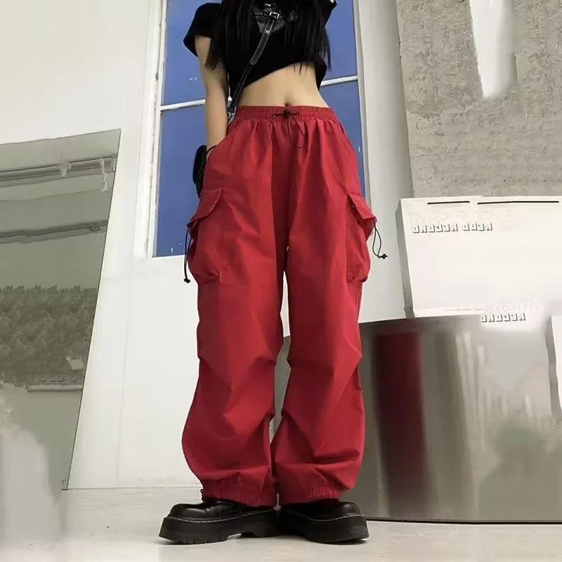 Men's Quick-Drying Overalls Summer 2024 Parachute Pants High Waist Wide Leg Casual Sports Trousers Lightweight Breathable Outdoor Work Pants thumbnail 8