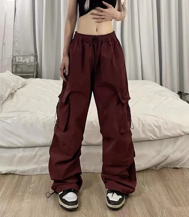 Men's Quick-Drying Overalls Summer 2024 Parachute Pants High Waist Wide Leg Casual Sports Trousers Lightweight Breathable Outdoor Work Pants thumbnail 10