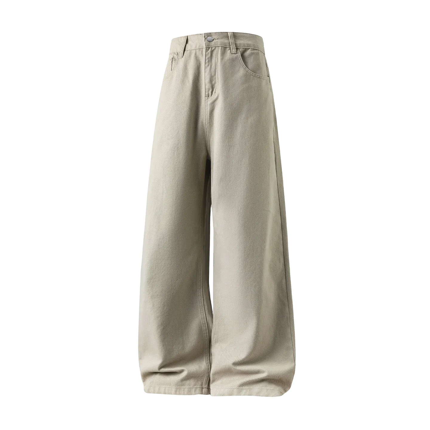 Men's Twill Casual Pants Loose Fit Straight Leg Cotton Trousers Autumn Style Semi-Elastic Waist Trendy Retro Long Pants for Men thumbnail 8