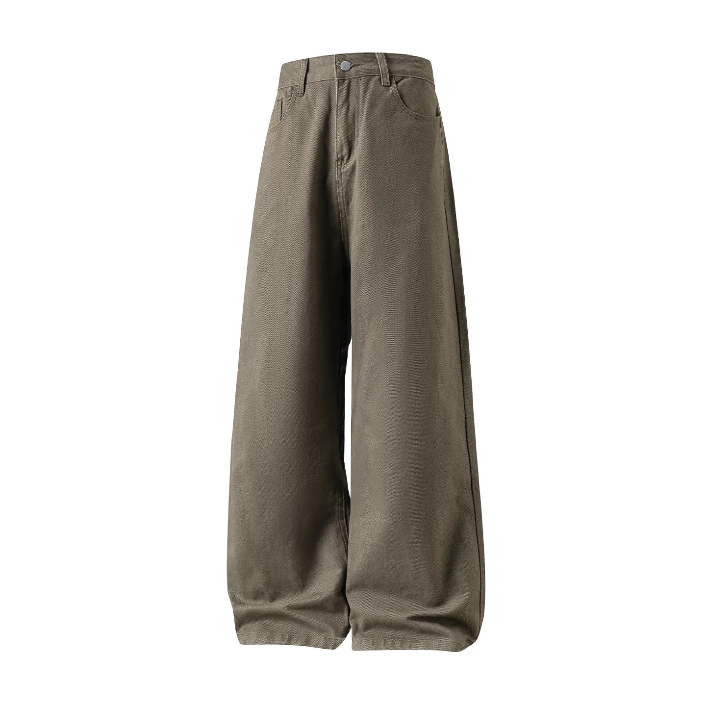 Men's Twill Casual Pants Loose Fit Straight Leg Cotton Trousers Autumn Style Semi-Elastic Waist Trendy Retro Long Pants for Men thumbnail 7