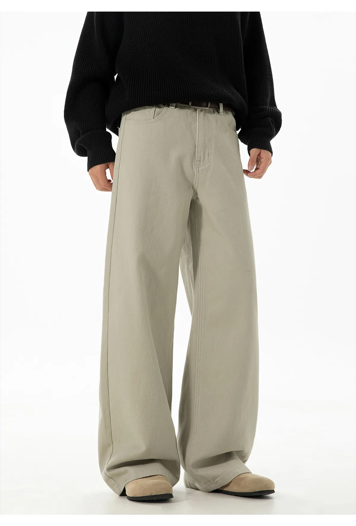 Men's Twill Casual Pants Loose Fit Straight Leg Cotton Trousers Autumn Style Semi-Elastic Waist Trendy Retro Long Pants for Men showcase 20