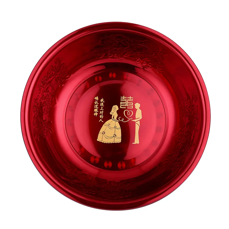 Red Wedding Washbasin Set for Women's Dowry - Traditional Chinese Wedding Supplies, Includes Washbasin and Accessories thumbnail 5